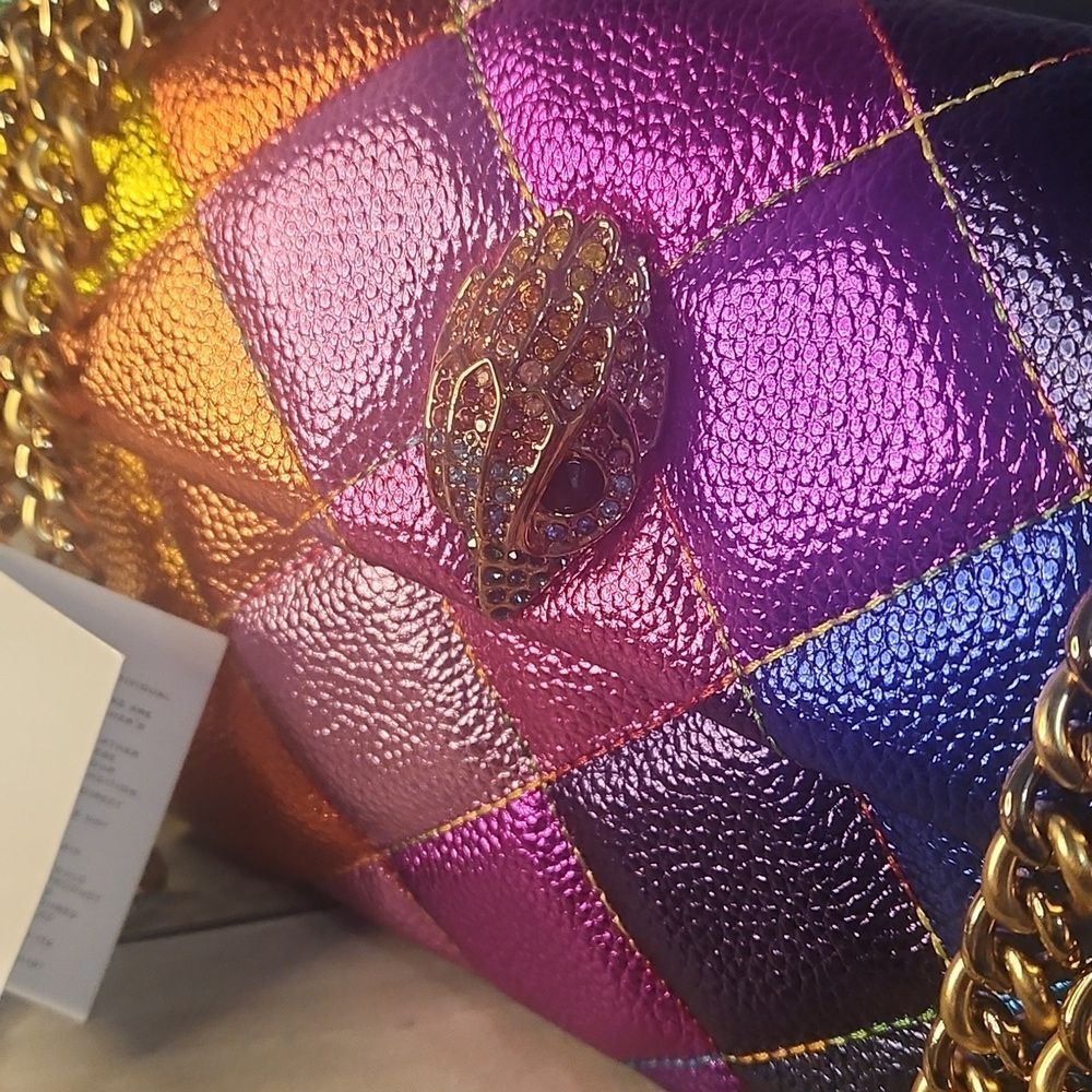 Kurt Geiger RARE Rainbow Metalic Quilted Kensington NWT - Picture 2 of 5
